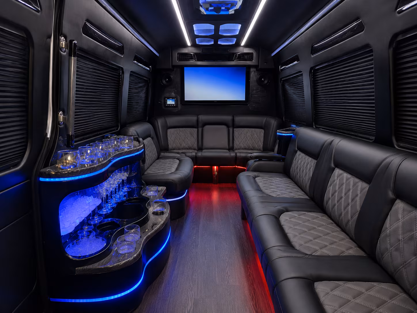 Billings School Event Transportation party bus interior