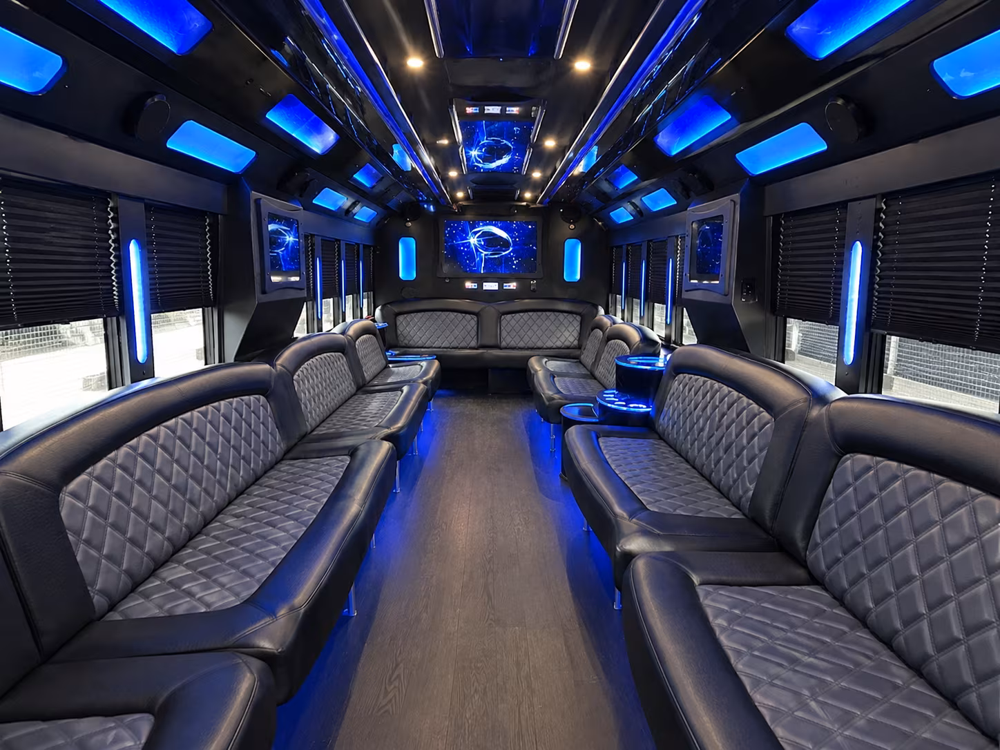 White party bus exterior