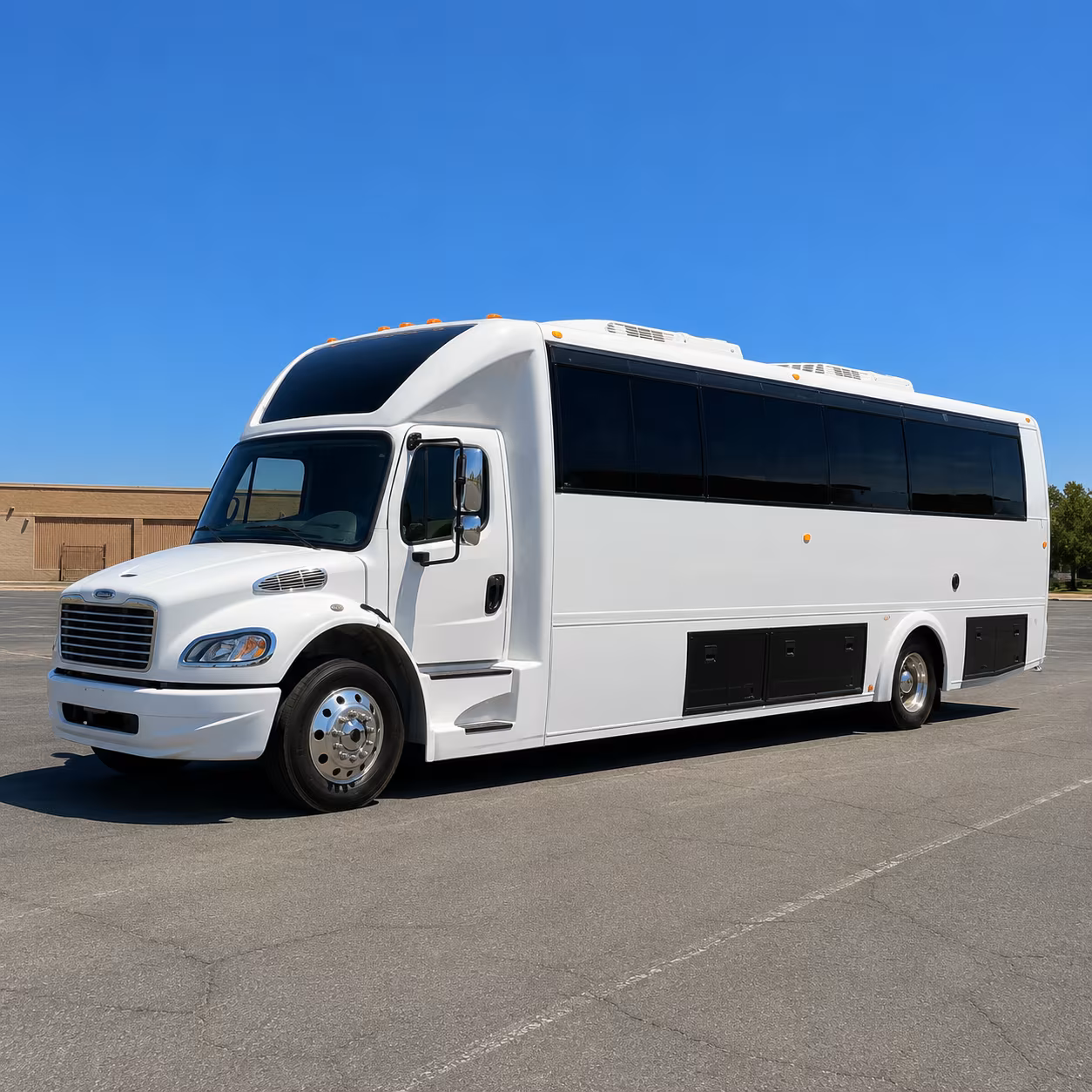 White party bus exterior