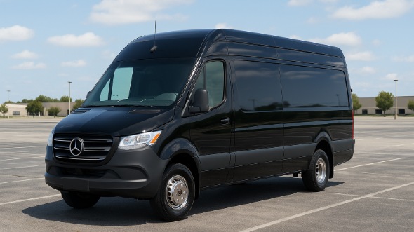 Exterior of Charter Bus Company Arvada's 14 Passenger Sprinter Limousine in Arvada