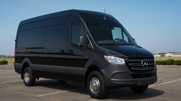 Exterior of Charter Bus Company Boulder's 14 Passenger Sprinter Limousine in Boulder