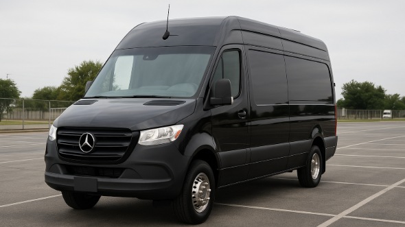Exterior of Charter Bus Company Casper's 14 Passenger Sprinter Limousine in Casper