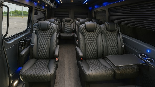 Interior of Charter Bus Company Billings's 15 Passenger Minibus in Billings