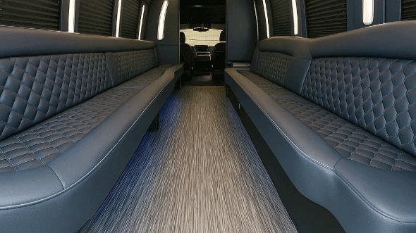 Interior of Charter Bus Company Greeley's 25 Passenger Party Bus in Greeley
