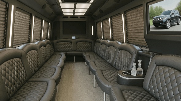 Interior of Charter Bus Company Boulder's 28 Passenger Party Bus in Boulder