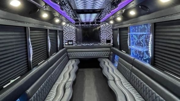 Interior of Charter Bus Company Fort Collins's 40 Passenger Party Bus in Fort Collins