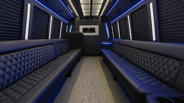 Interior of Charter Bus Company Thornton's 50 Passenger Party Bus in Thornton