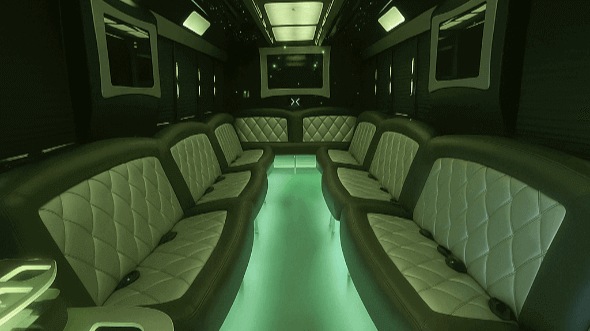 Interior of Charter Bus Company Westminster's 50 Passenger Party Bus in Westminster