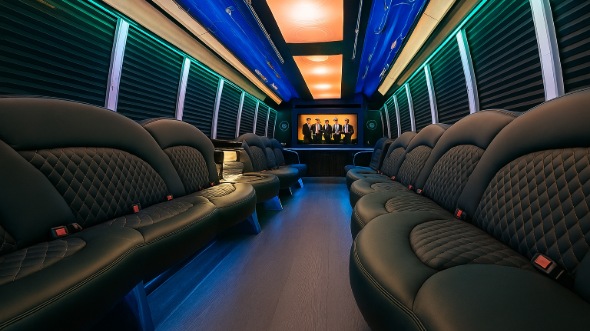 billings 50 passenger party bus interior